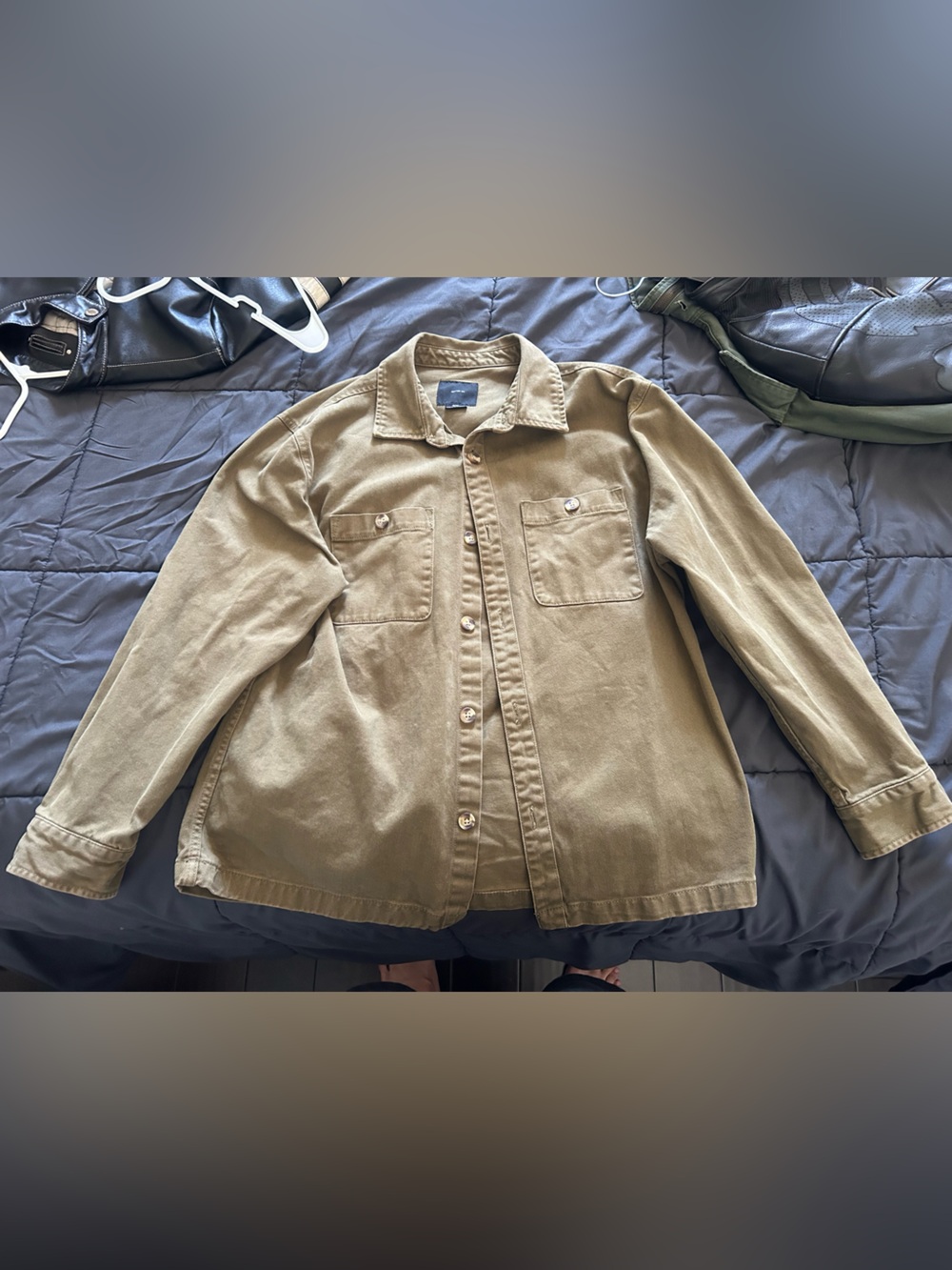 Men's Olive Green Button-Up Work Jacket